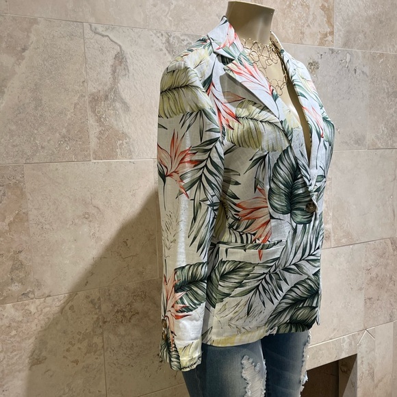 RD - koko floral linen blazer jacket nwt M - Picture 6 of 9